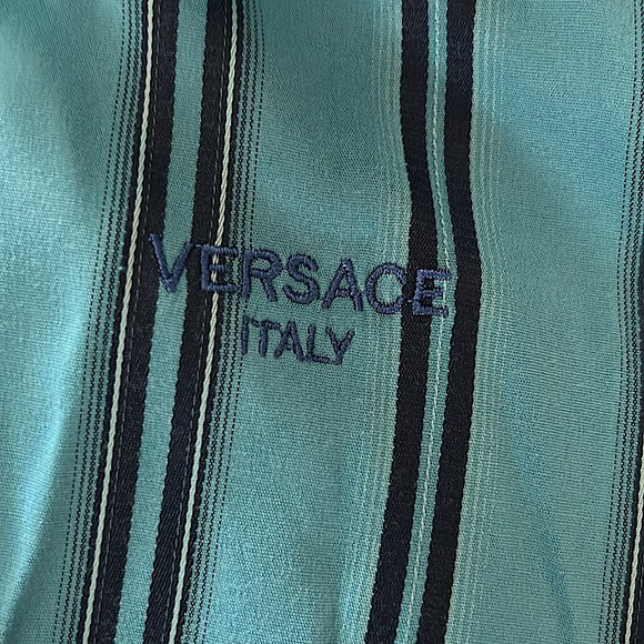 Versace Sport Blue Striped Long Sleeve Button Front Shirt Top **Size M** - Picture 5 of 6